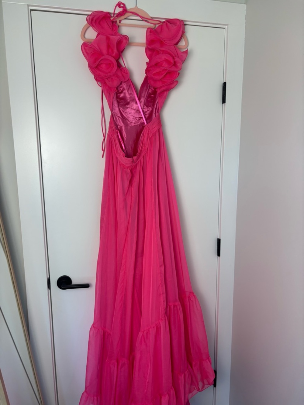Mac Duggal hot pink ruffle gown / prom dress / bridesmaid dress - Picture 11 of 12